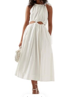 AJE Henriette Tie Strap Midi white dress